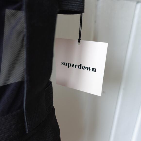 Revolve Superdown Camille Strappy Back Bodysuit Small Black Mesh Cutout Sexy Top - Picture 5 of 13